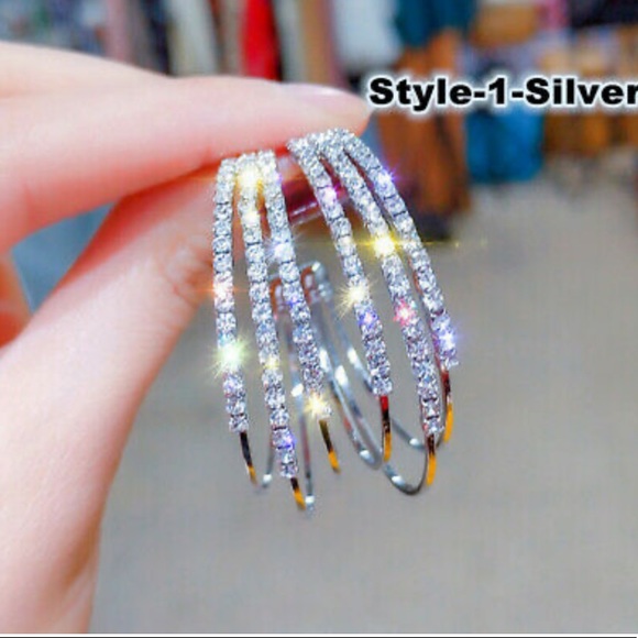 NEW 925 Sterling Silver Hoop Earrings - Picture 2 of 4